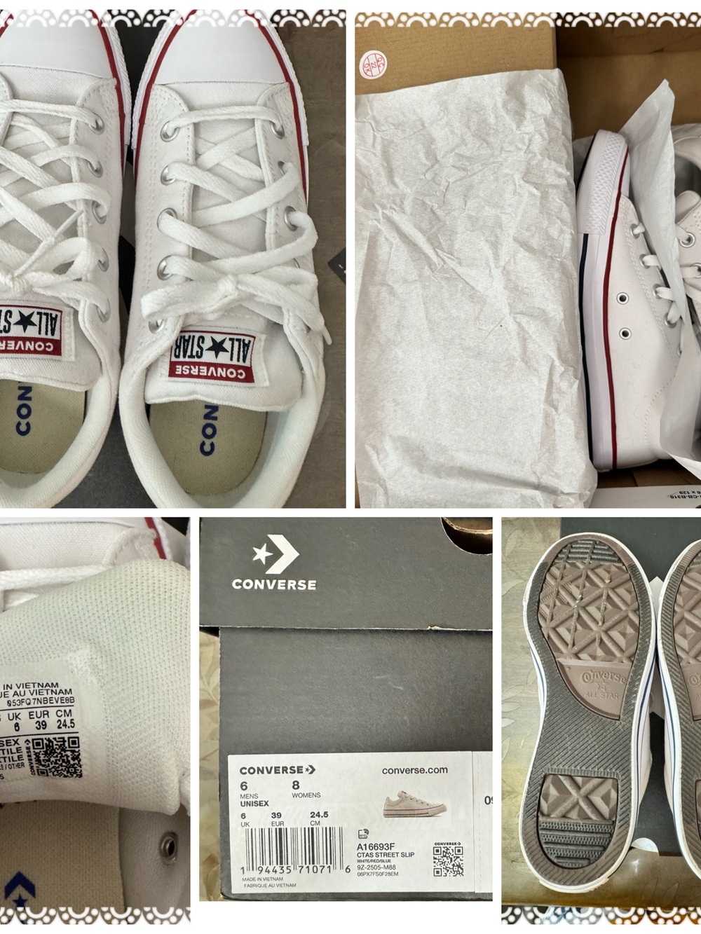 Converse White Low Top Sneakers with Red Trim